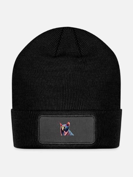 Sphynx Breed Cat - Patch Beanie - black