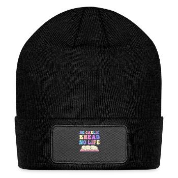 Funny Bread Meme Foodie Garlic Bread Lover - Patch Beanie - black - Front
