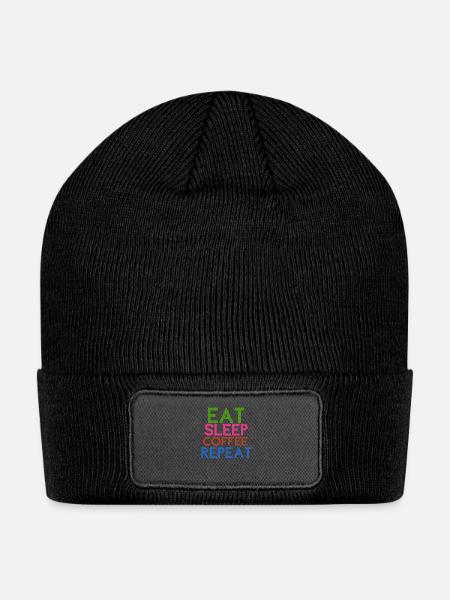 Eat Sleep Coffee Repeat - Patch Beanie - black