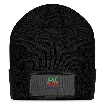 Eat Sleep Stream Repeat - Patch Beanie - black - Front