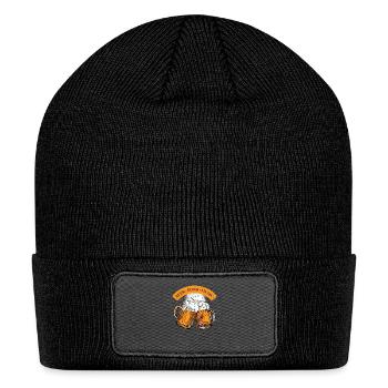 Orange Brown Modern Minimalist October Fest - Patch Beanie - black - Front