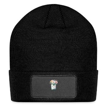 Positive Mind, Positive Vibes: Floral Jar Art - Patch Beanie - black - Front