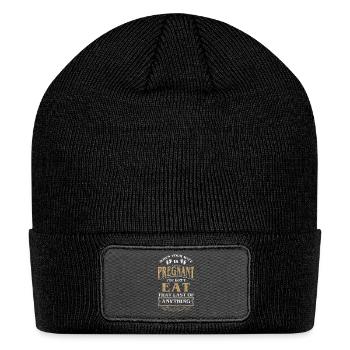 Pregnant Mother Parents Baby Feet - Patch Beanie - black - Front