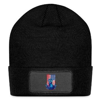 Patriotic Stars Stripes Peacock 4th Of July - Patch Beanie - black - Front