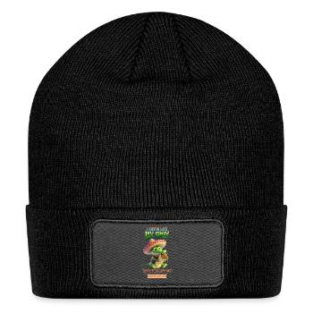 crocodile with a hat eating a Mexican fajita - Patch Beanie - black - Front