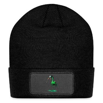 Funky Green Bird Creature - Patch Beanie - black - Front