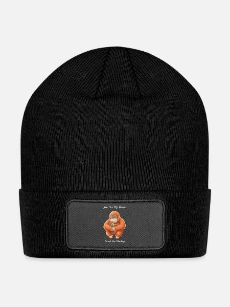 You Are My Home Punch Monkey Hug - Patch Beanie - black