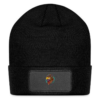 doodle eagle smoking cigarette - Patch Beanie - black - Front