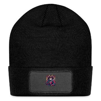 Gangster Cat with Hat and Vintage Suit - Patch Beanie - black - Front