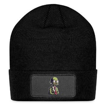 confused smoking alien - Patch Beanie - black - Front