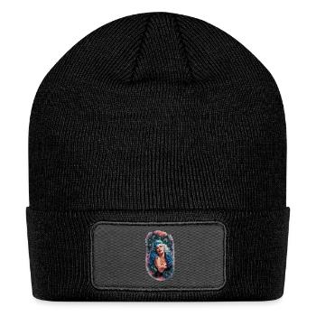 Vibrant Artwork with Peacock Feathers for man - Patch Beanie - black - Front