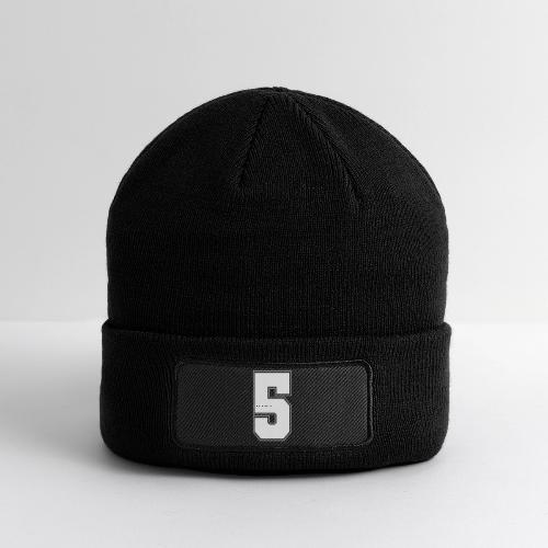 White Number 5 – Varsity Font - Patch Beanie