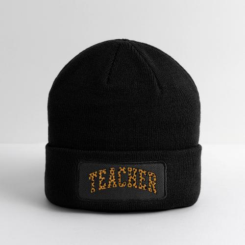 Leopard Print Teacher Typography - Patch Beanie