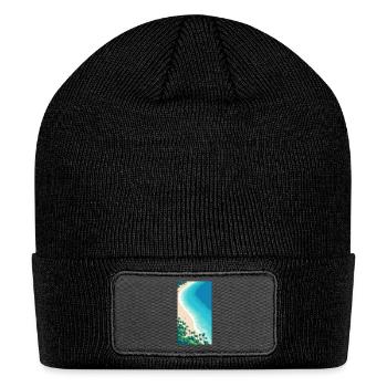 A pixel art of a beach - Patch Beanie - black - Front
