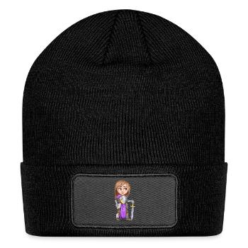 Woman knight warrior in armor, holding a sword - Patch Beanie - black - Front