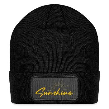 Radiant Sunshine Script on Elegant Black - Patch Beanie - black - Front