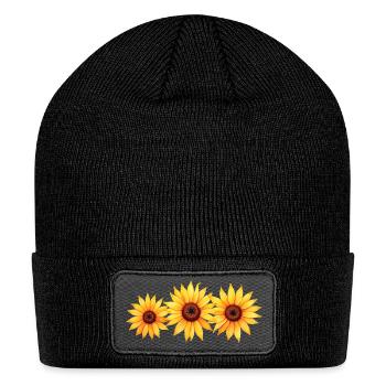 Beautiful Sunflower Print - Patch Beanie - black - Front