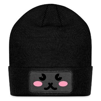 Cute Cat Face - Patch Beanie - black - Front