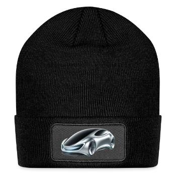 Silver and Black Futuristic Car - Patch Beanie - black - Front