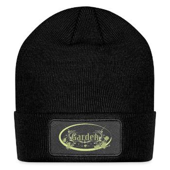 vintage garden sign with tools - Patch Beanie - black - Front