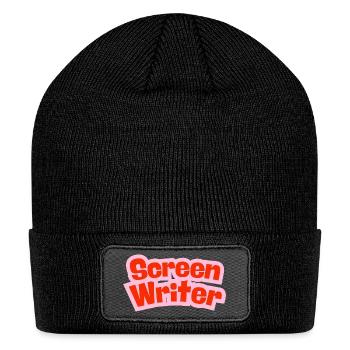 Screen Writer Red Text with Pink Border - Patch Beanie - black - Front