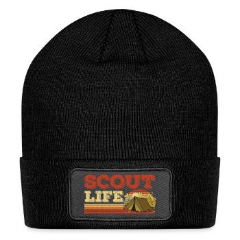 Retro Scout Scouting Life Tent Hobby Camp - Patch Beanie - black - Front