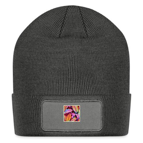 Striped Neon Leaves Design - Patch Beanie