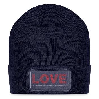 Love is the hidden ingredient that adds sweetness - Patch Beanie - navy - Front