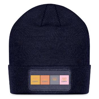 Cozy Comfy Quad Panels - Patch Beanie - navy - Front