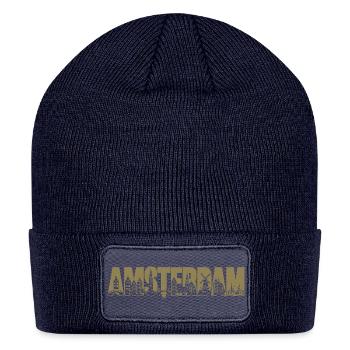 Amsterdam Holland Netherlands silhouette vacation  - Patch Beanie - navy - Front