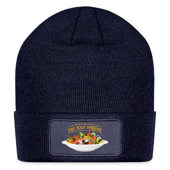 Eat Your Veggies Quote for vegetarian meal lovers - Patch Beanie - navy - Front