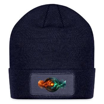 Glowing Cyber Core Waves - Patch Beanie - navy - Front