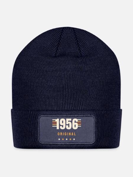 1956 Lines - 70th Birthday Born in 1956 Funny - Patch Beanie - navy