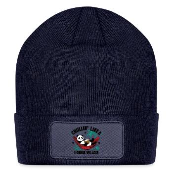 Cute Panda in Hammock with Coconut Drink - Design - Patch Beanie - navy - Front