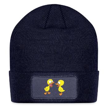 Quirky Duck Duo Illustration - Patch Beanie - navy - Front