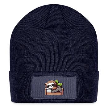 Relaxed Sloth - Comfy Cozy Nap Time - Patch Beanie - navy - Front