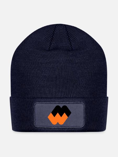 Orange W Emblem Abstract - Patch Beanie - navy