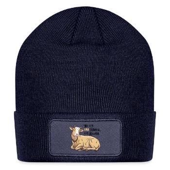 Cow: Appreciate every life! - Patch Beanie - navy - Front