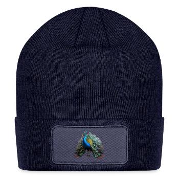 Peacock With Dazzling Eye-Spotted Tail Feather - Patch Beanie - navy - Front