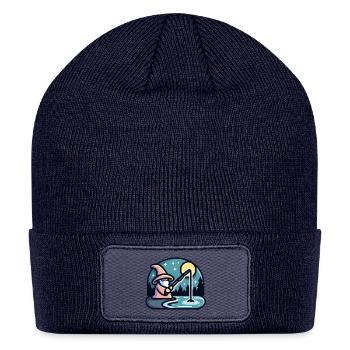 Wizard Casting Fishing Spell - Funny Pun - Patch Beanie - navy - Front