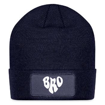 Bro (Brother) Retro Heart - Customizable color - Patch Beanie - navy - Front
