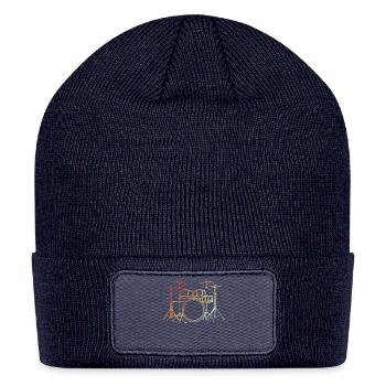 Drum Kit Line Art Vintage - Patch Beanie - navy - Front
