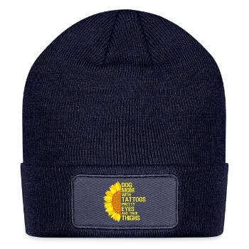 Sunflower Dog Mom Tattooed Vibes Tshirt Gift Shirt - Patch Beanie - navy - Front