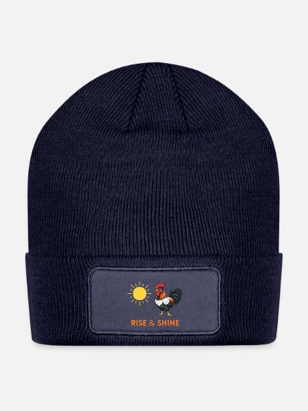 Rise and shine Rooster bird - Patch Beanie - navy