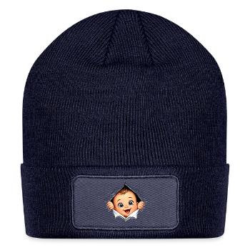 Expecting Mother Peeking Baby Rip Funny Pregnancy - Patch Beanie - navy - Front