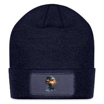 Sunset Serenity Tree Portrait - Patch Beanie - navy - Front