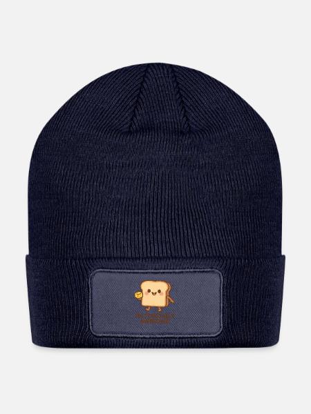 Toasty Hero: Cute Emojii Toast - Patch Beanie - navy