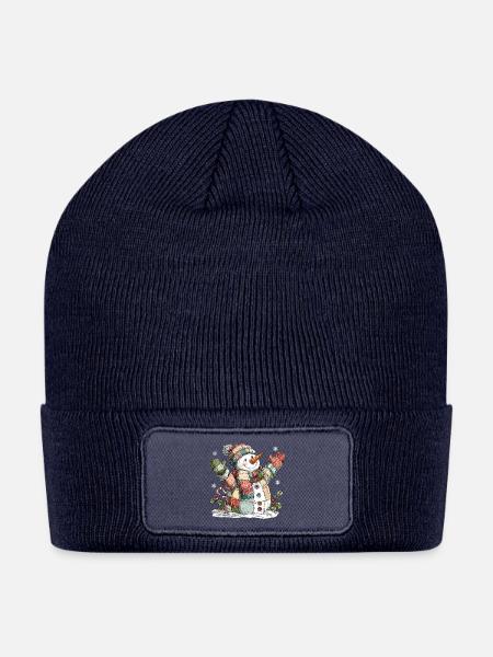 Patchwork Snowman Scarf - Patch Beanie - navy