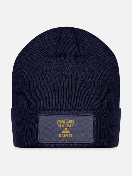 Knowledge Is Wealth Gain It - Patch Beanie - navy