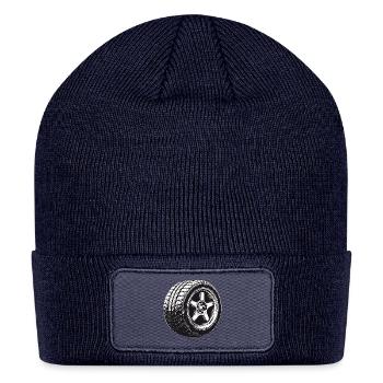Vintage Motorsport Design Car Tire Rim - Patch Beanie - navy - Front